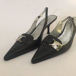 BCBGirls black leather slingback heels